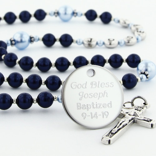 Baptism Boy Rosary Personalized Rosary Baptism Gift Etsy
