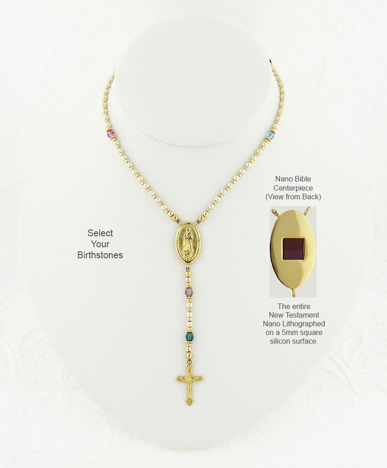 Car Rosary Bible Jewelry Gold Rosary Y Necklace Rosary Necklace with Bible /& Birthstones NanoFamLGBCg Mother Rosary Lariat Necklace