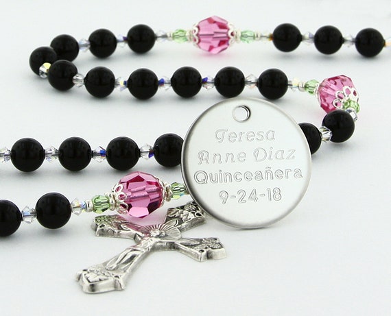 Quinceanera Rosary, Quinceanera Gift for Quince Anos, Personalized Catholic Rosary Beads, Personalized Charro Sweet 15 Rosary, RoyalBLC10C8