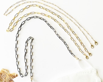 Stylish Mask Chains in Gold or Gunmetal Paperclip Chain