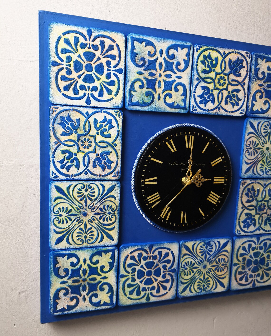 Art Wall CLOCK Ceramic tiles imitation Decorative Accent Etsy