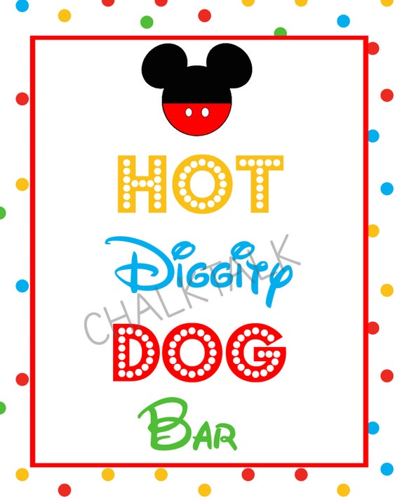 Hot Diggity Dog Bar Sign Mickey Mouse Sign Mickey Mouse Etsy