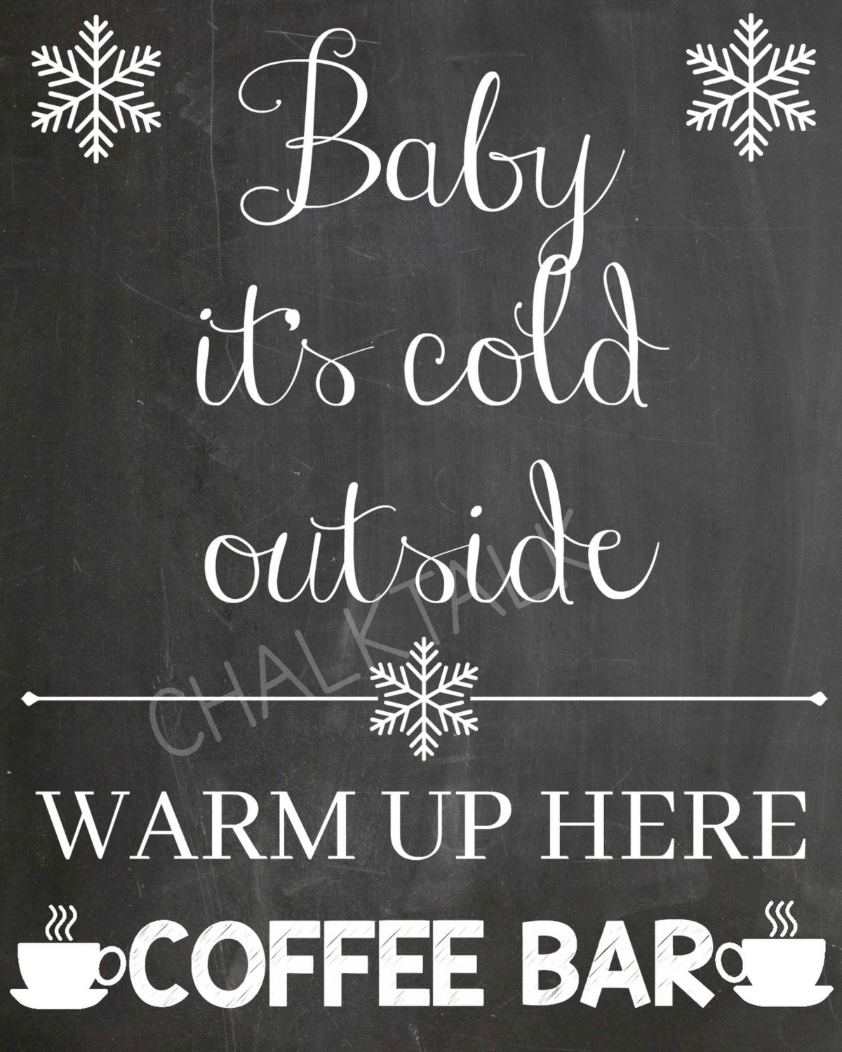 Coffee Bar Chalkboard Winter Wedding Decor Coffee Bar Sign | Etsy