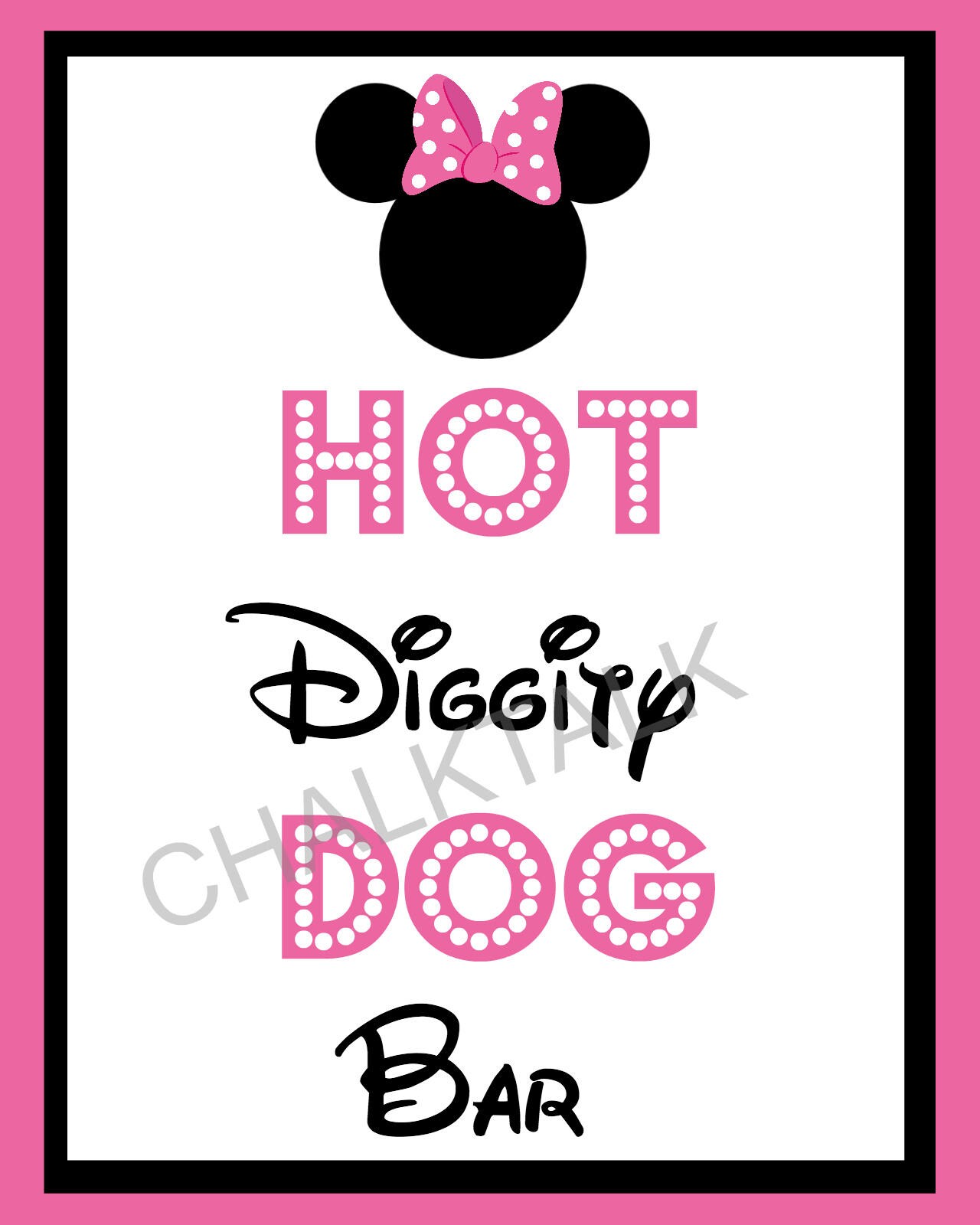 Hot Diggity Dog Bar Minnie Mouse Birthday Sign Minnie Etsy