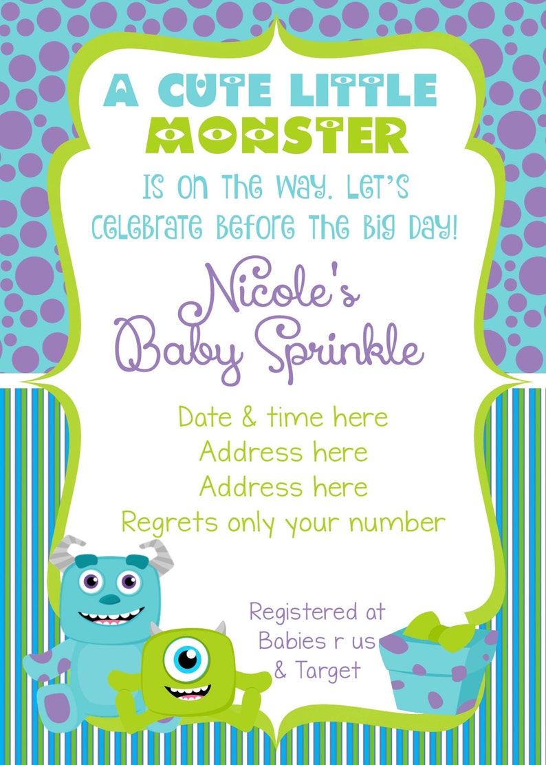 Monsters Inc Baby Shower Invitation Monsters Inc Baby Shower | Etsy