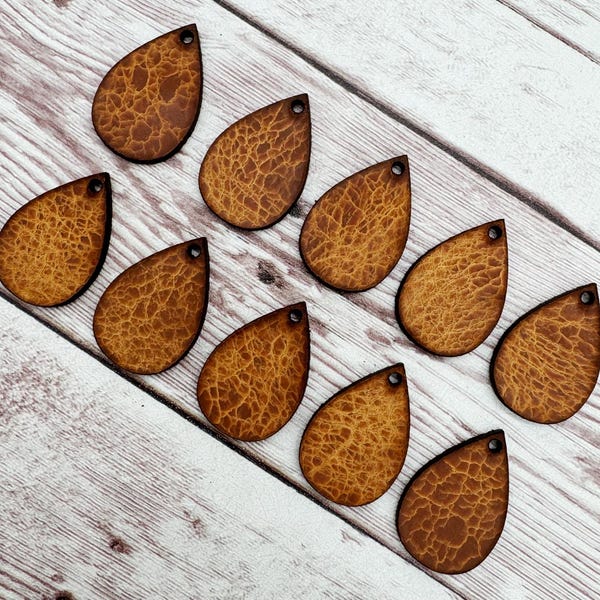 Natural Vegetable Tanned Leather Mini Teardrop Set of 5 Pair, DIY Jewelry Making