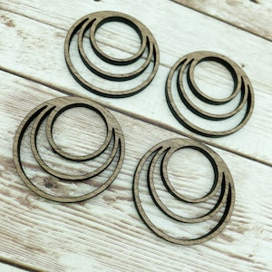 Wood Triple Hoop Earring Blanks, Finished Walnut Blank, DIY Jewelry Making