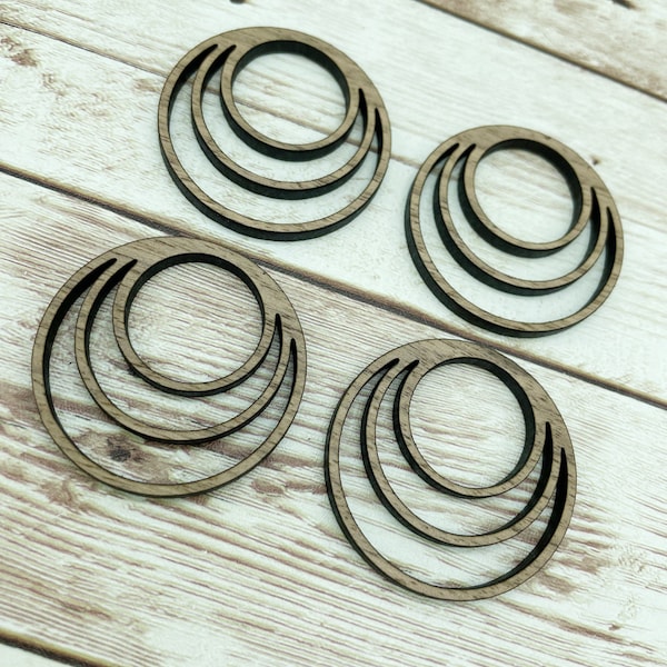 Wood Triple Hoop Earring Blanks, Finished Walnut Blank, DIY Jewelry Making