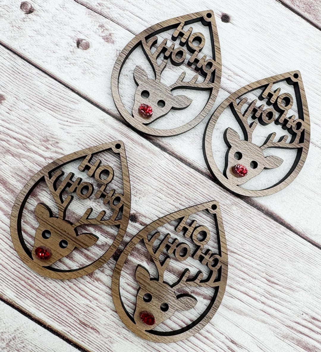 Teardrop Reindeer Rudolph With Glitter Nose Christmas Earring Blanks ...