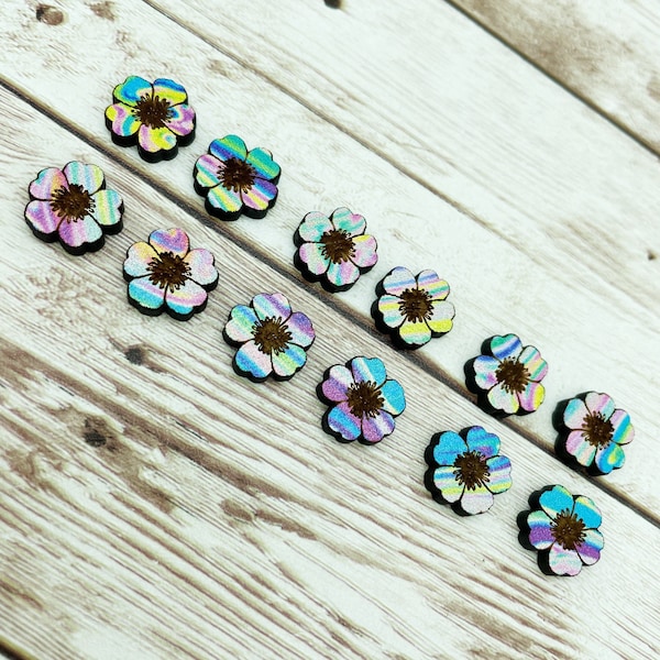 Patterned Flower Stud Earring Blanks Set of 6 Pair DIY Jewelry Making