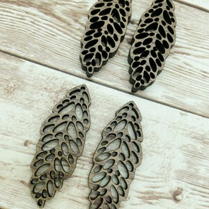 Wood Bubble Leaf Earring Blanks, Finished Walnut Blank, DIY Jewelry Making