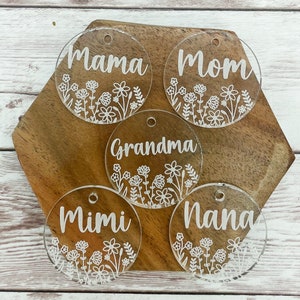 Mom Mama Grandma Nana Mimi Floral Engraved Acrylic Keychain Blanks Set ...