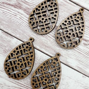 Wood Box Cutout Teardrop Earring Blanks, Finished Walnut Blank, DIY Jewelry Making