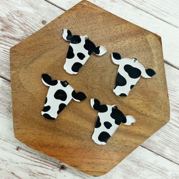 Patterned Acrylic Cow Head Earring Blanks, DIY Jewelry Making