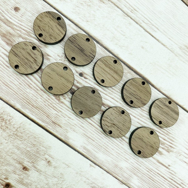 Wood Round Circle Earring Connectors Set of 5 Pair, Finished Walnut Blank, DIY Jewelry Making