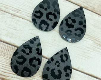 Patterned Black Leopard Print Acrylic Earring Blanks, DIY Jewelry Making