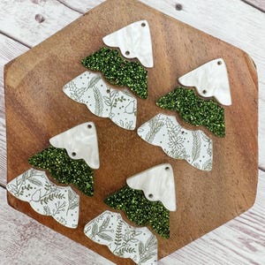 Winter Branches Print Acrylic Tiered Christmas Tree Set Earring Blanks, DIY Jewelry Making