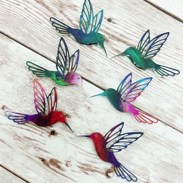 Patterned Acrylic Hummingbird Earring Blanks, DIY Jewelry Making