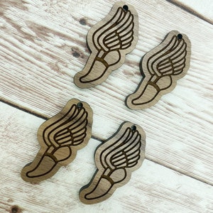 Wood Engraved Track Shoe Earring Blanks, Finished Walnut Blank, DIY Jewelry Making