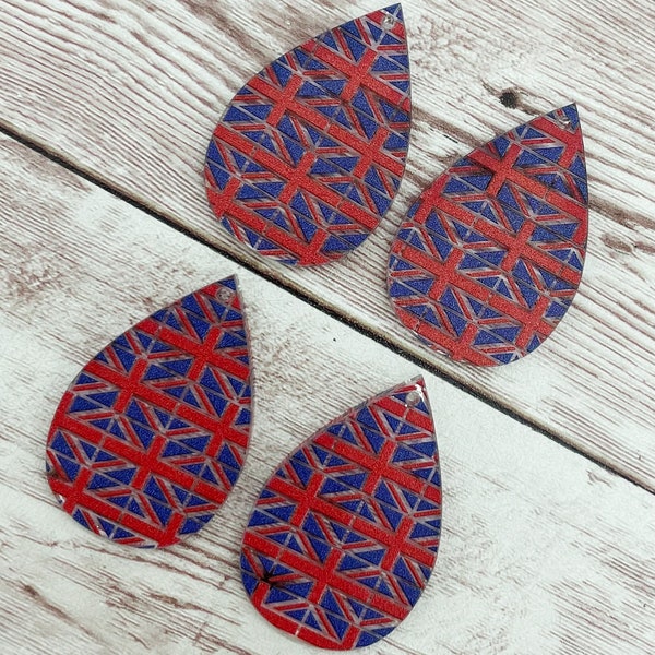 Union Jack Print Acrylic Teardrop Earring Blanks, DIY Jewelry Making