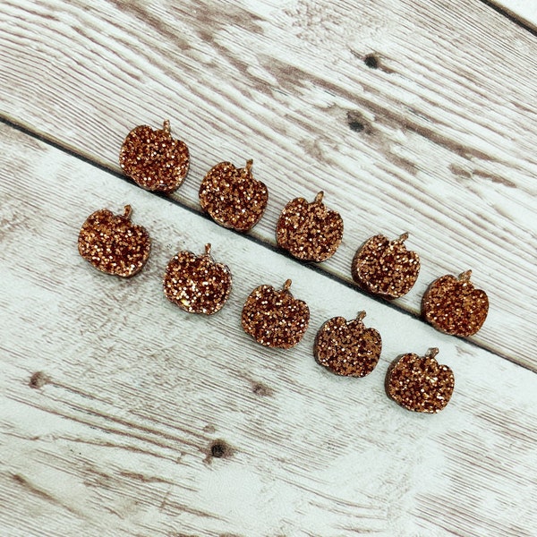 Orange Glitter Acrylic Pumpkin Stud Earring Blanks Set of 5 Pair DIY Jewelry Making