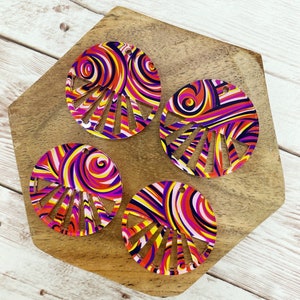 Patterned Sunset Acrylic Round Sunburst Earring Blanks, DIY Jewelry Making
