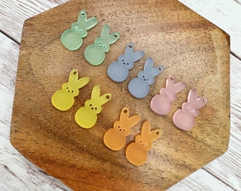 Set of 5 Pair Frosted Acrylic Marshmallow Bunny Dangle Blanks DIY Jewelry Making