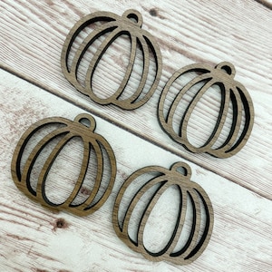 Wood Pumpkin Cutout Acrylic Earring Blanks, Finished Walnut, DIY Jewelry Making