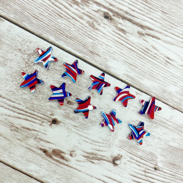 Patriotic Acrylic Star 4th of July Stud Earring Blanks Set of 5 Pair DIY Jewelry Making