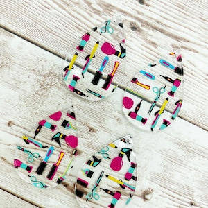 Patterned Hairdresser Acrylic Teardrop Earring Blanks, DIY Jewelry Making