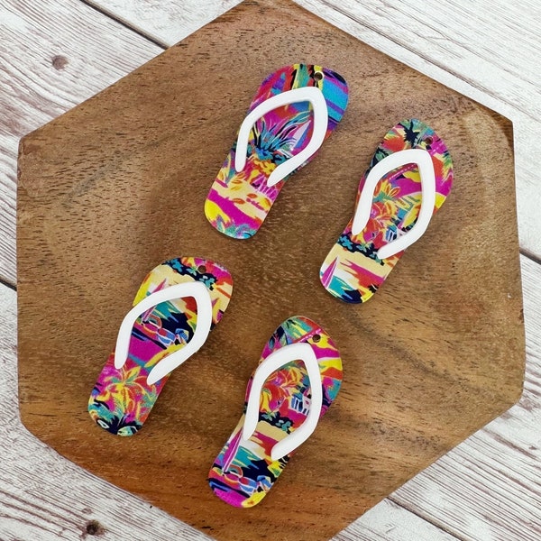 Tropical Beach Print Flip Flop Acrylic Earring Blanks, DIY Jewelry Making