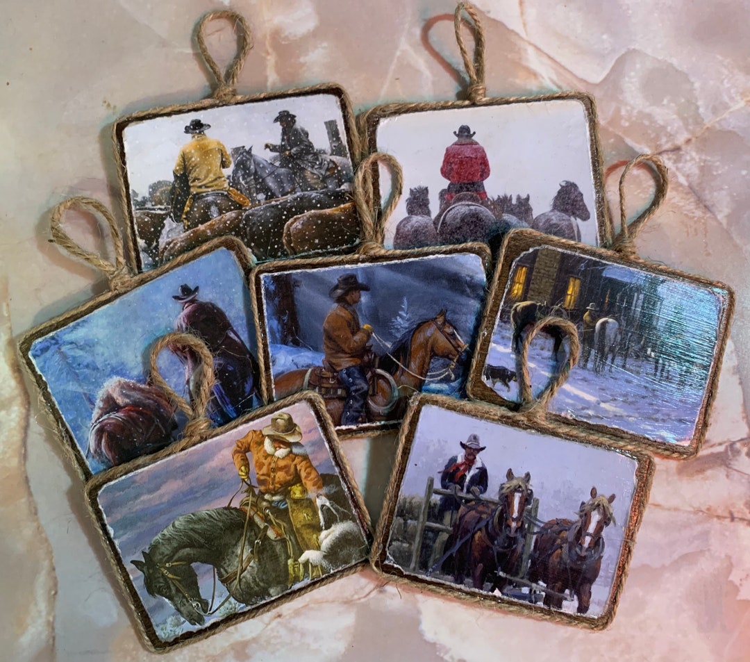 Cowboy Christmas Ornament Set/ Ranch Ornaments/cowboy Christmas