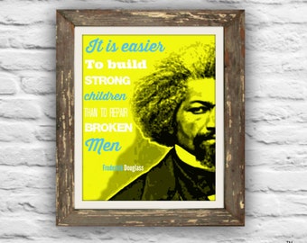 Frederick Douglass yellow, Typography Pop Art print, Wall decor and black history