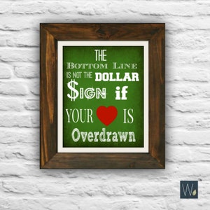 The Bottom Line greenTypography and Wall decor money print with dollar sign image 1