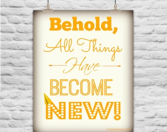 Behold, All Things Have Become New, Gold New Years Instant Download