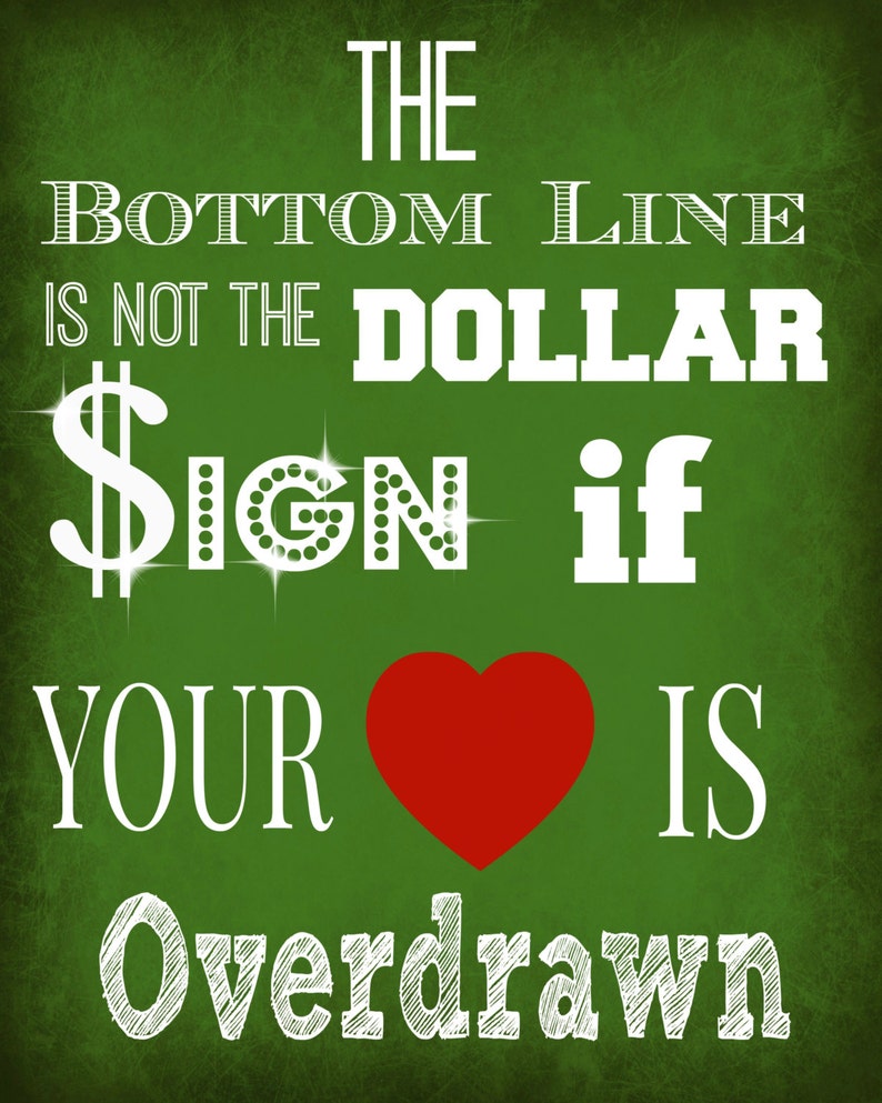 The Bottom Line greenTypography and Wall decor money print with dollar sign image 2