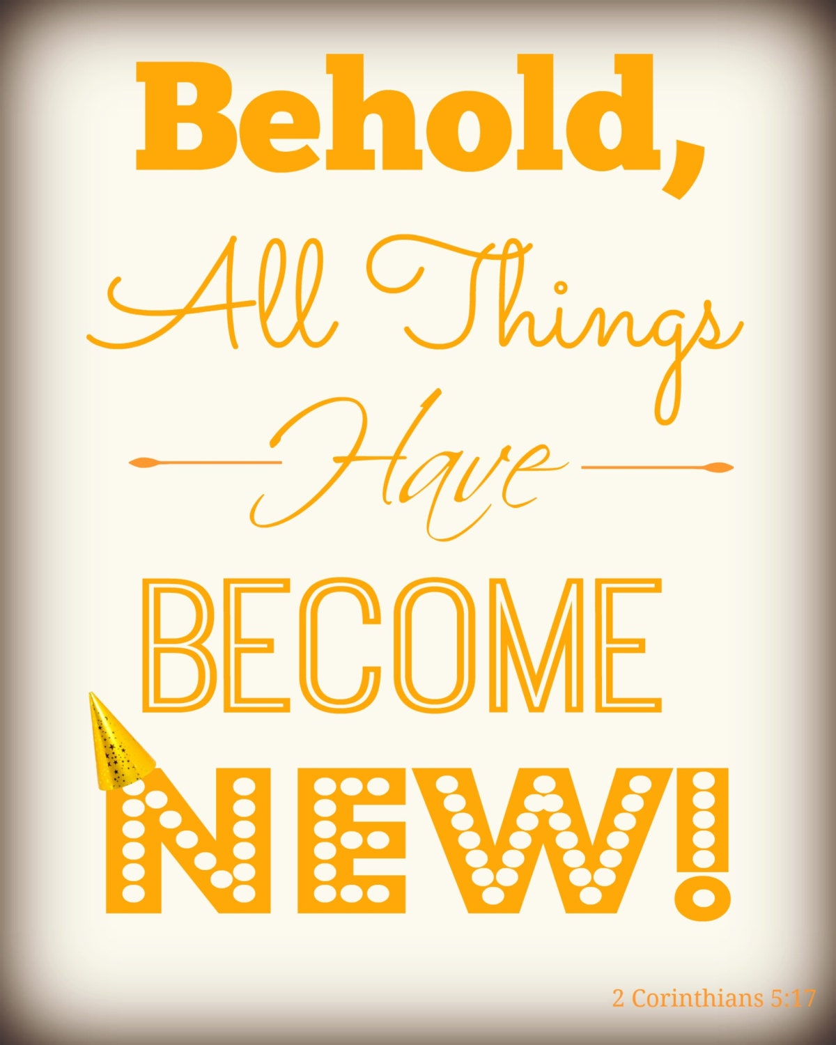 All Things New Wall Decor and Typography, New Years Print in Dark Gold ...