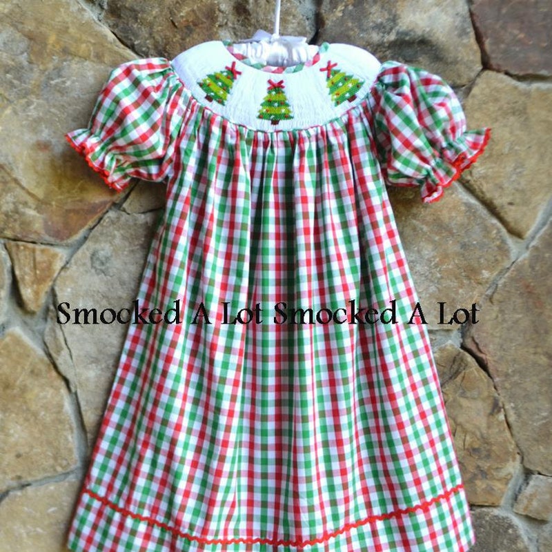 Shop Teeta Girls Kate Dress - Green Gingham Smocked St. Pat's Clovers main image 0