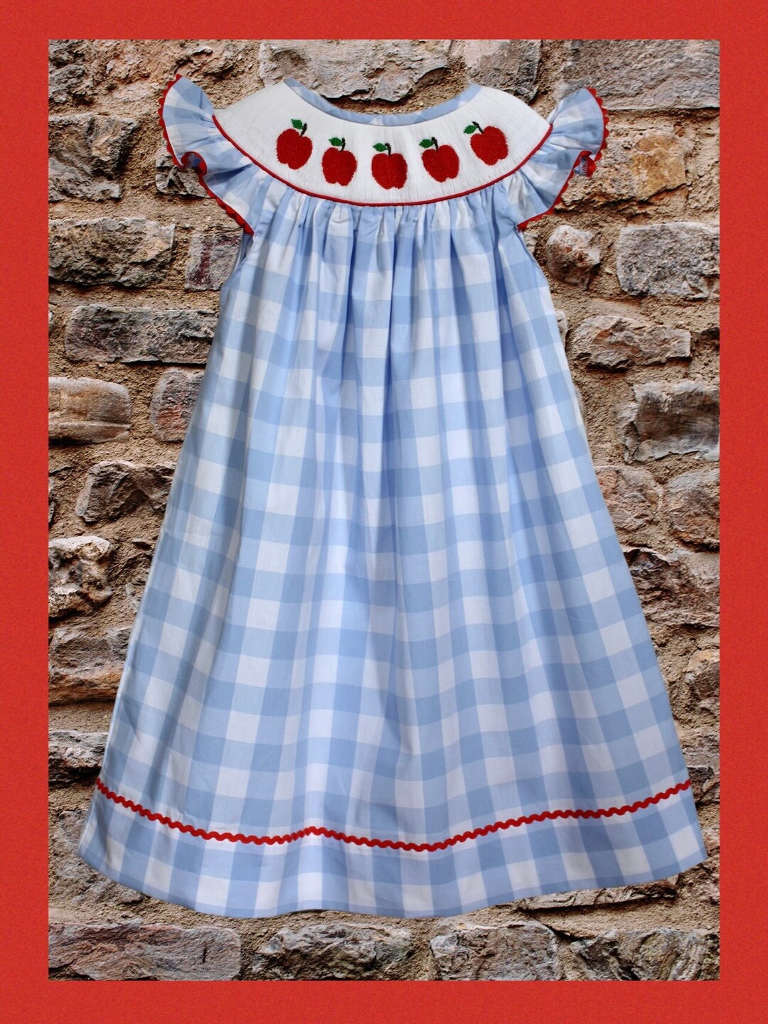 Girls Smocked Back to School Apple Dress! Classic First Day of