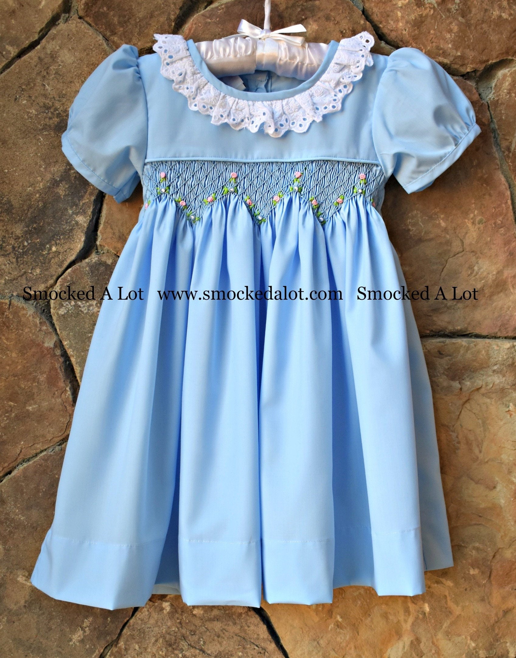 blue smocked dress
