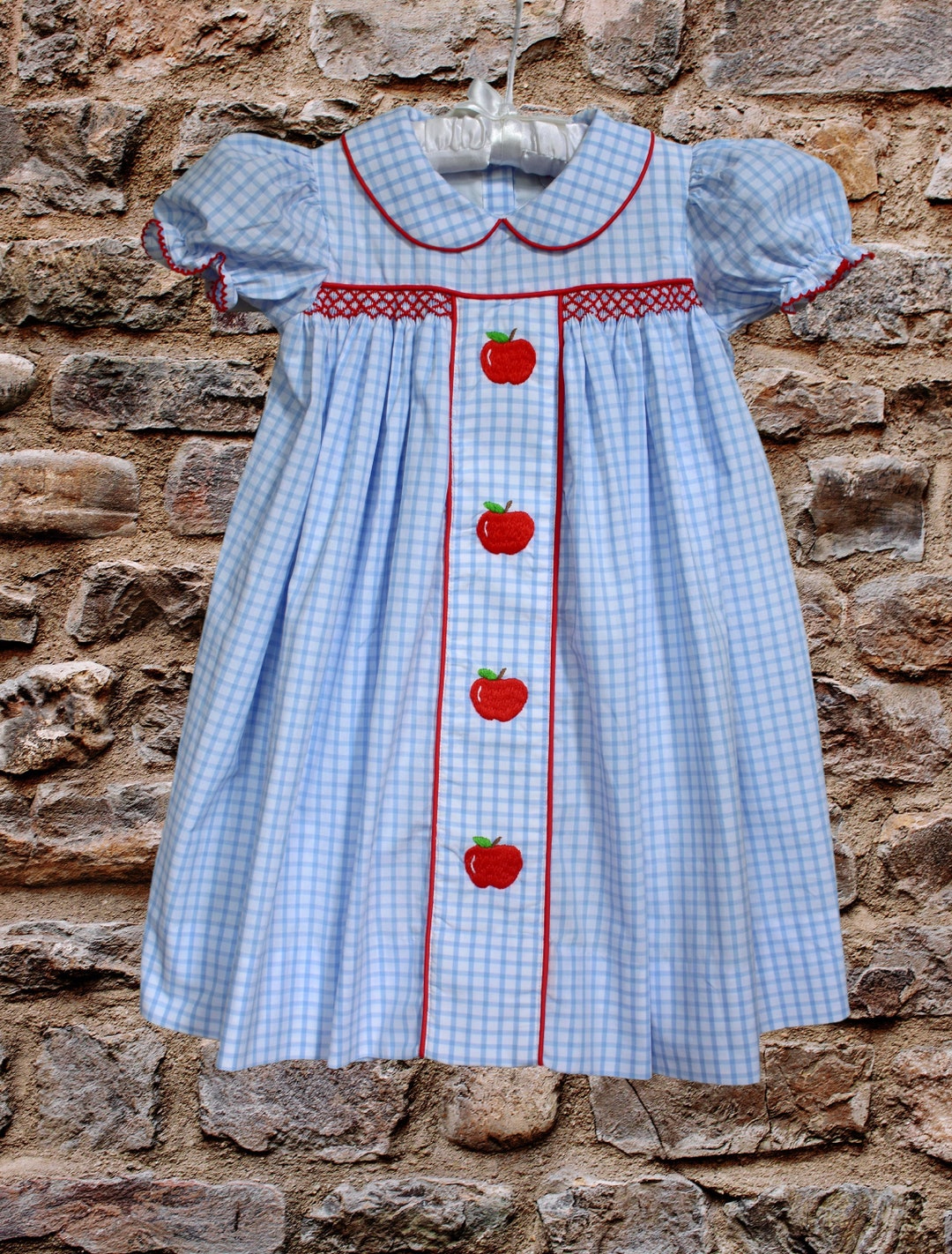 Girls Smocked Back to School Apple Dress Classic First Day of
