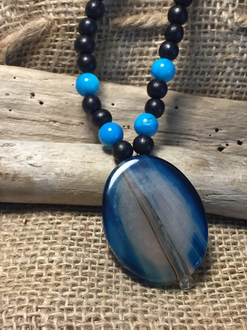 Confidence and Grounding Necklace Blue Agate Crystal Etsy