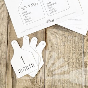Étape mensuelle du bébé | Téléchargement numérique bricolage | Cartes d'étape de bébé | Jalons de bébé imprimables | Médaille vache simple