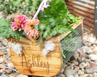 Personalized Cedar Garden Trug | Handmade Harvest Basket