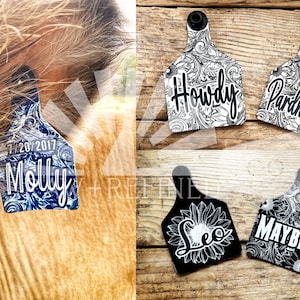 Personalized Laser Engraved Cow Ear Tags Cattle Ear Tags Custom Keychain Ranch Gift Western Gift image 3