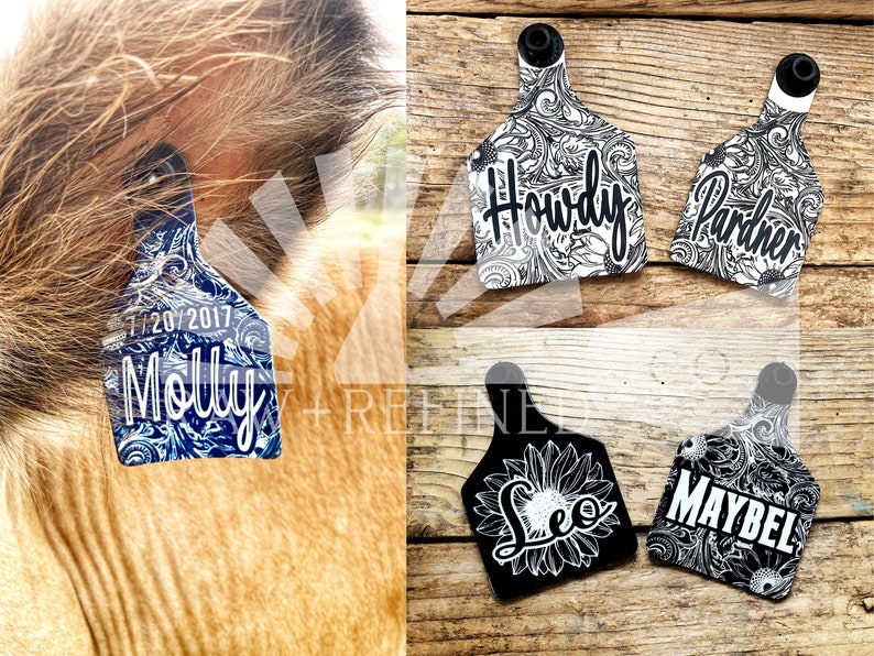 Personalized Laser Engraved Cow Ear Tags Cattle Ear Tags Custom Keychain Ranch Gift Western Gift image 3