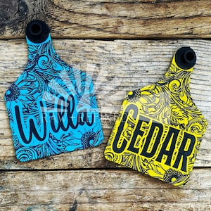 Personalized Laser Engraved Cow Ear Tags | Cattle Ear Tags | Custom Keychain | Ranch Gift | Western Gift | Engraved Cattle Tag