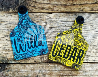 Personalized Laser Engraved Cow Ear Tags | Cattle Ear Tags | Custom Keychain | Ranch Gift | Western Gift