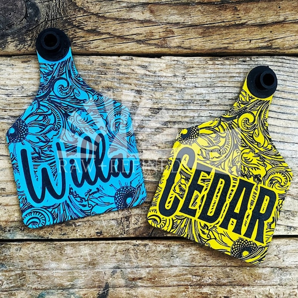 Personalized Laser Engraved Cow Ear Tags | Cattle Ear Tags | Custom Keychain | Ranch Gift | Western Gift