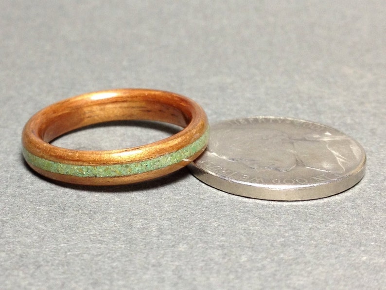 Hawaiian Koa Wood Ring With Turquoise Koa Bentwood Ring With Etsy